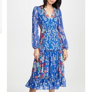 SALONI Devon Floral Silk Crepe de Chine Dress $725